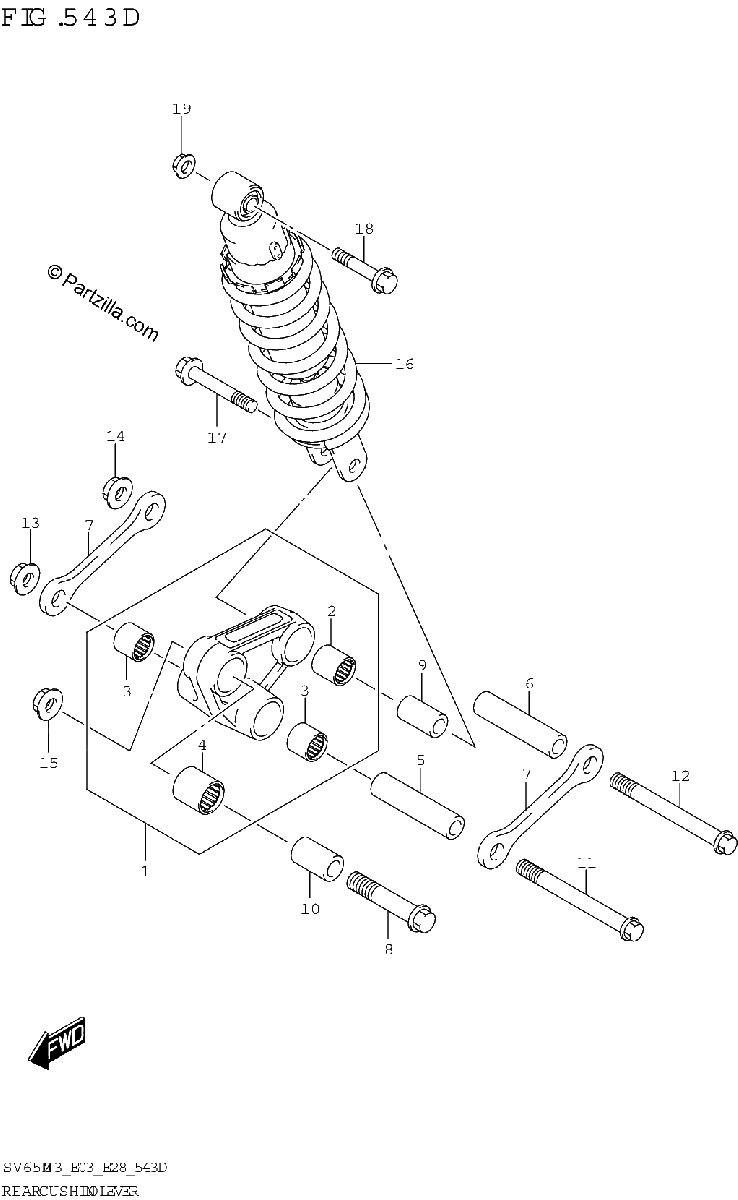 Diagrama de REAR CUSHION LEVER SV650XA