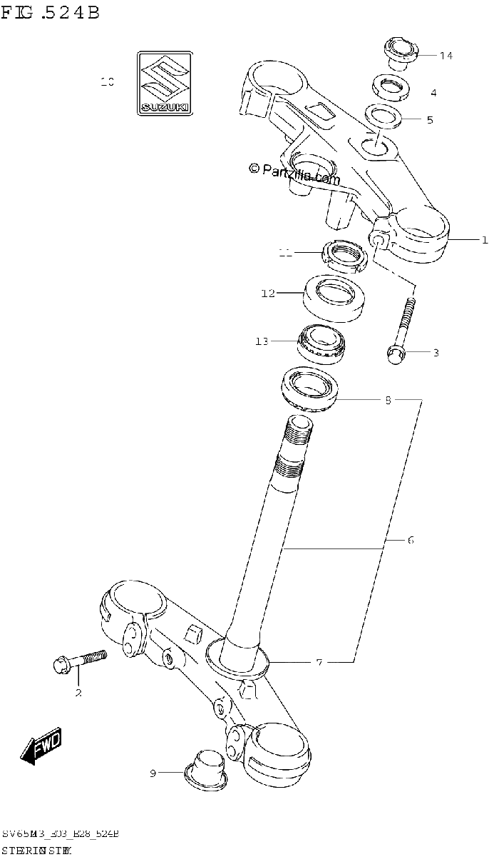 Diagrama de STEERING STEM SV650XA