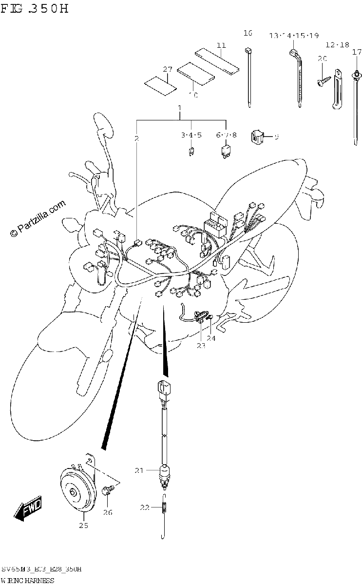 Diagrama de WIRING HARNESS SV650XA E28