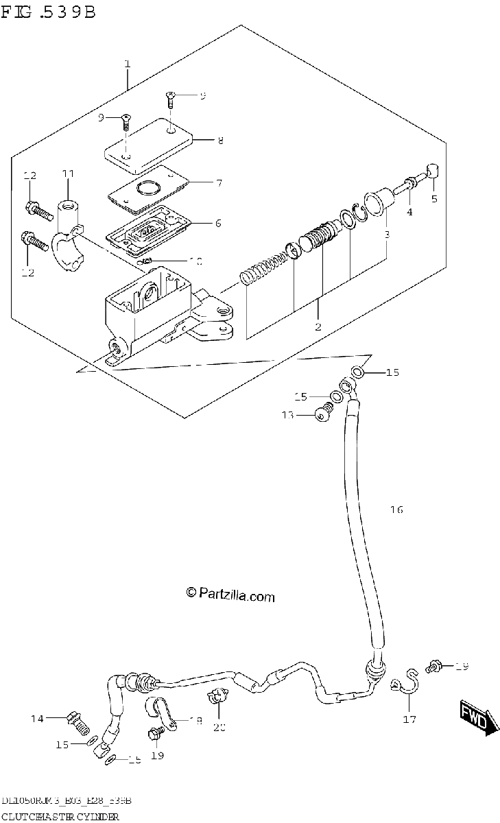 Diagrama de CLUTCH MASTER CYLINDER DL1050RJ