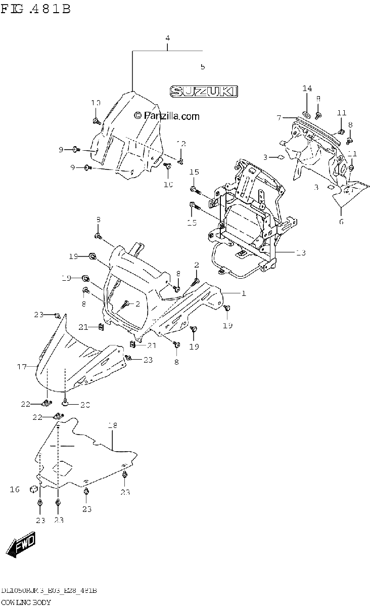 Diagrama de COWLING BODY DL1050RJ