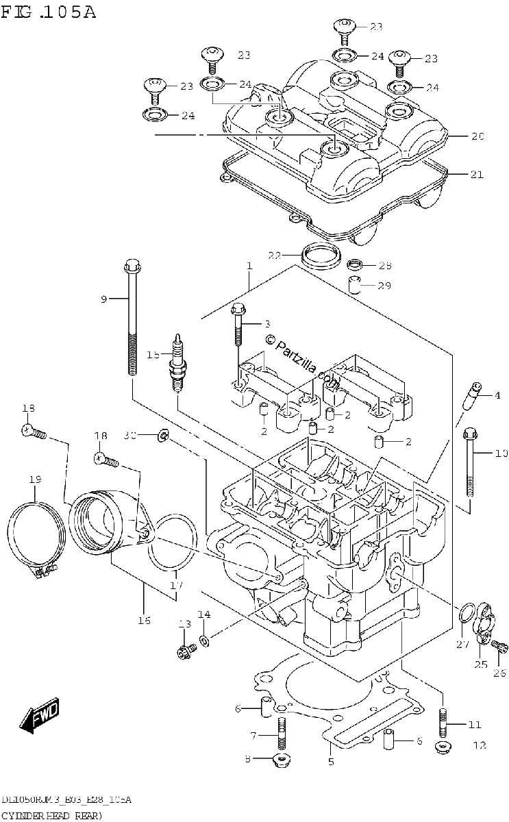 Diagrama de CYLINDER HEAD REAR