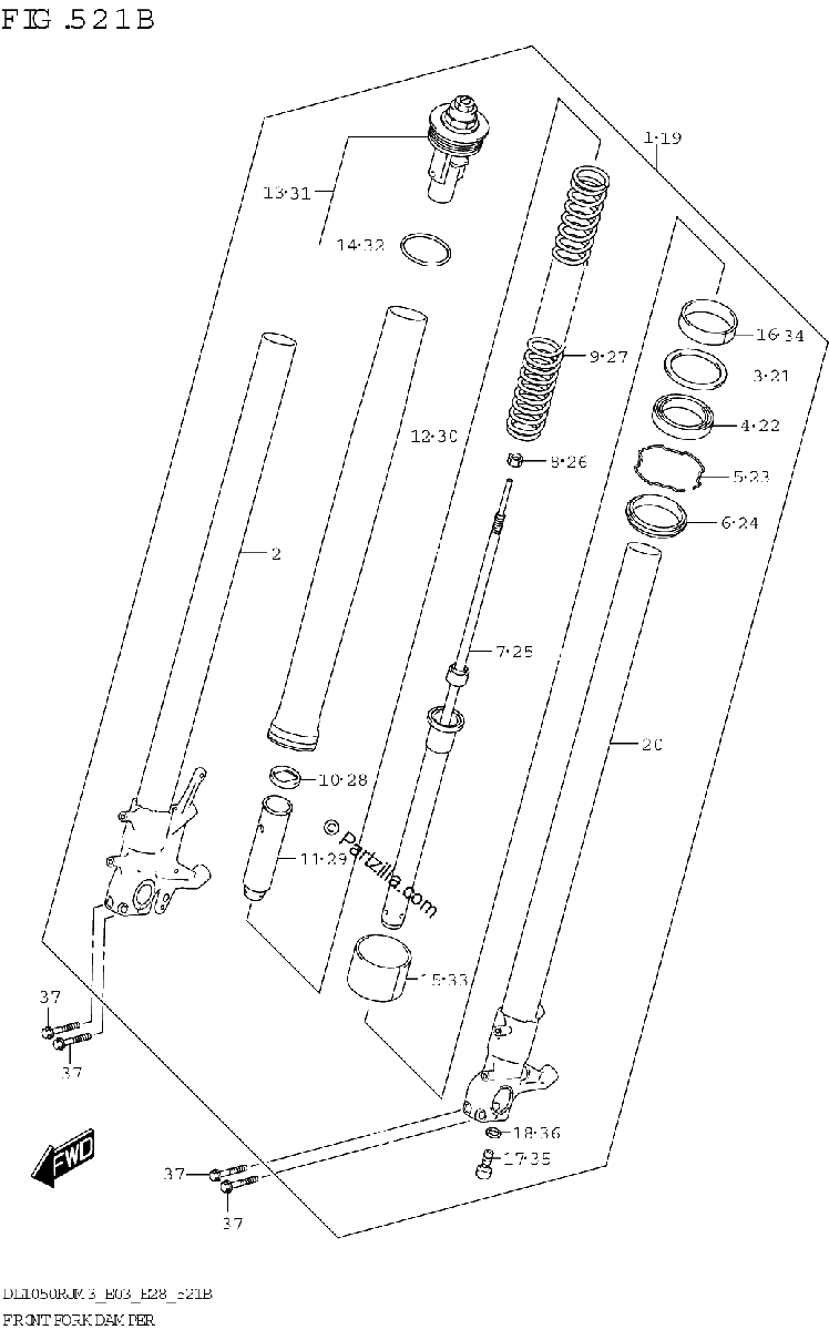 Diagrama de FRONT FORK DAMPER DL1050RJ