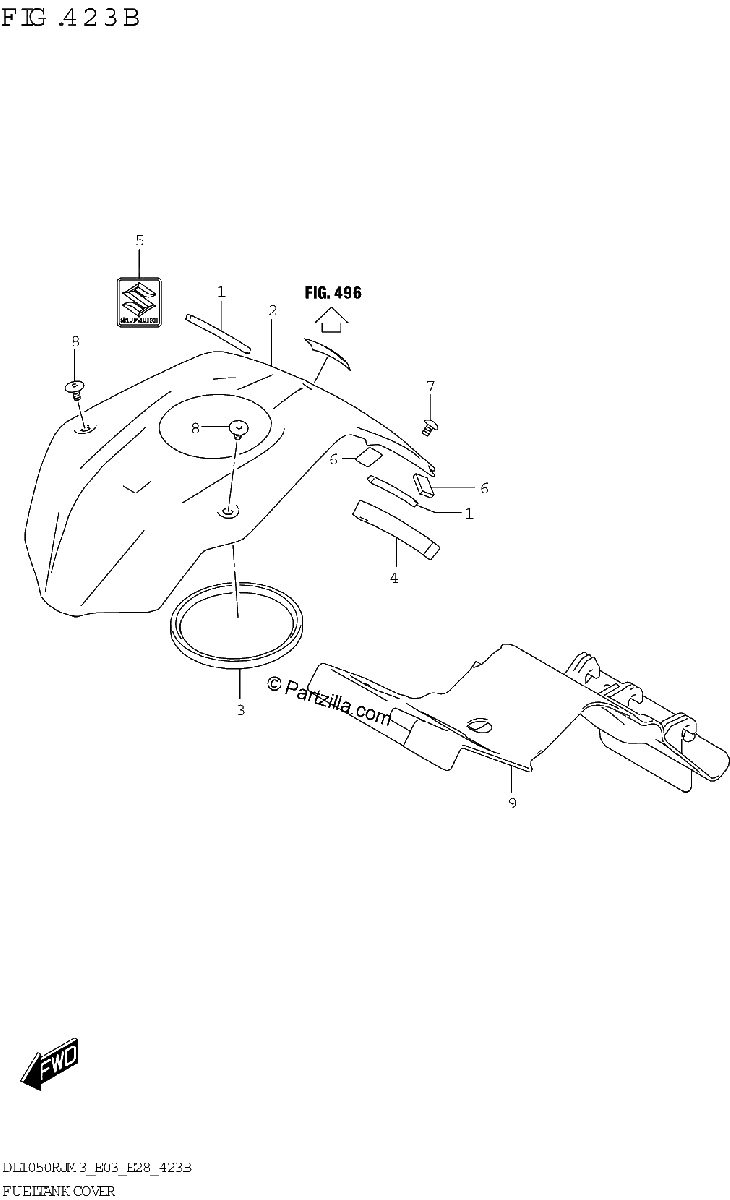 Diagrama de FUEL TANK COVER DL1050RJ