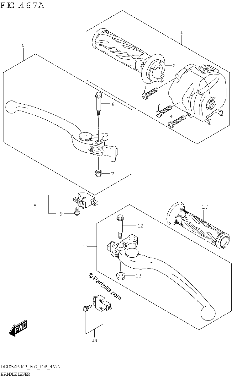 Diagrama de HANDLE LEVER DL1050RJ