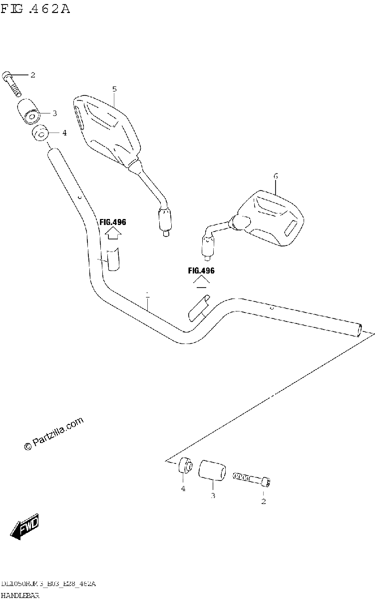 Diagrama de HANDLEBAR DL1050RJ