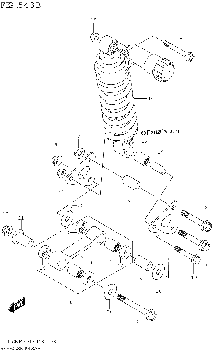 Diagrama de REAR CUSHION LEVER DL1050RJ