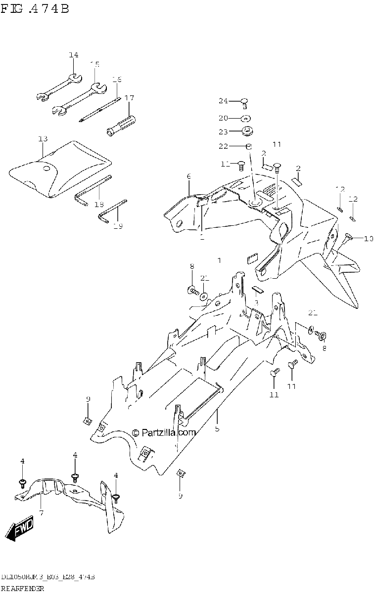 Diagrama de REAR FENDER DL1050RJ
