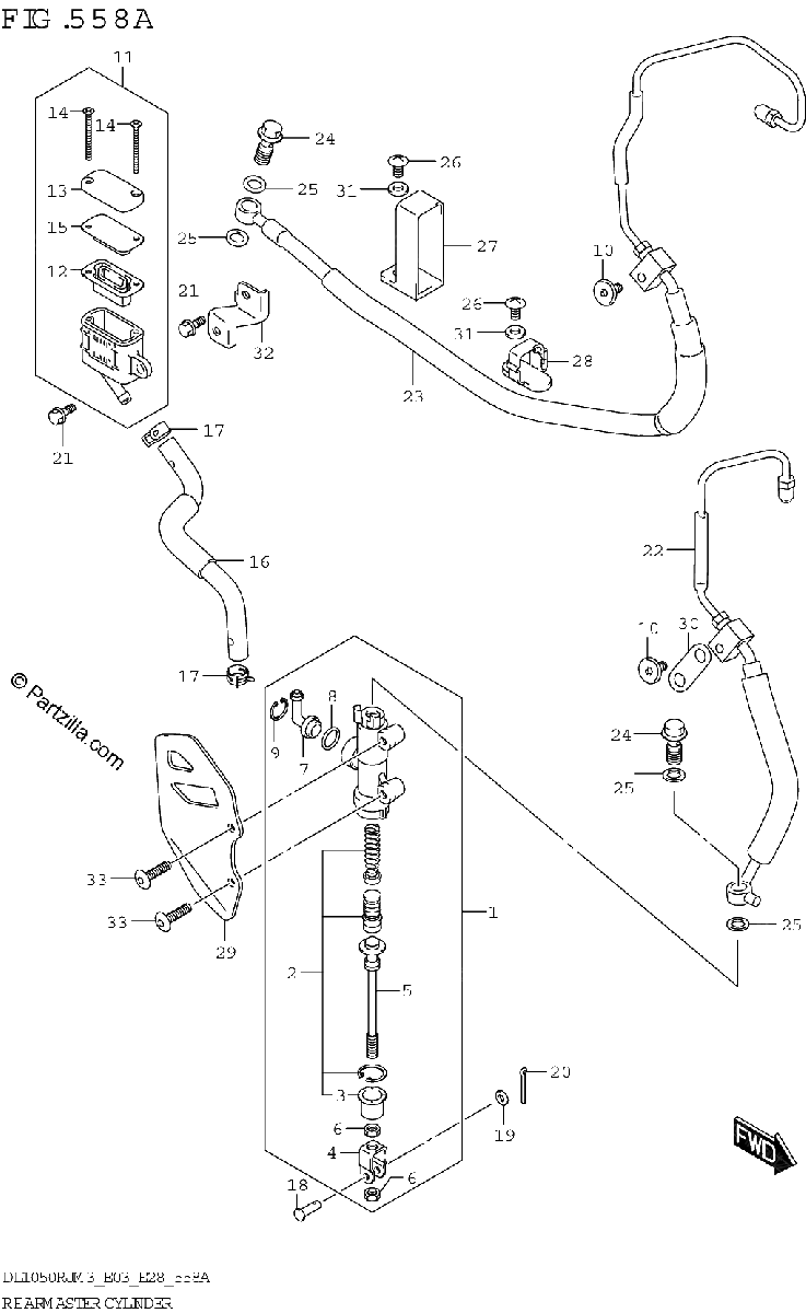 Diagrama de REAR MASTER CYLINDER DL1050RJ
