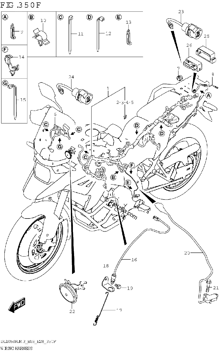 Diagrama de WIRING HARNESS DL1050RJ