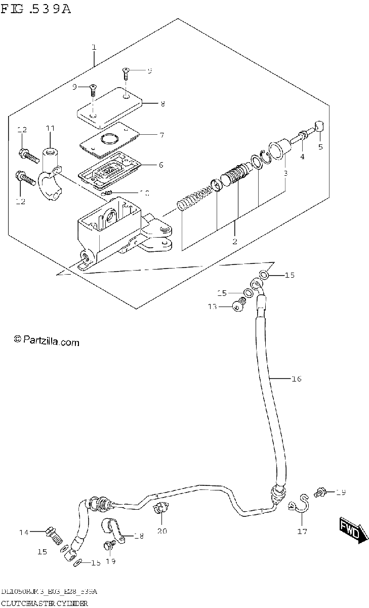 Diagrama de CLUTCH MASTER CYLINDER DL1050RR