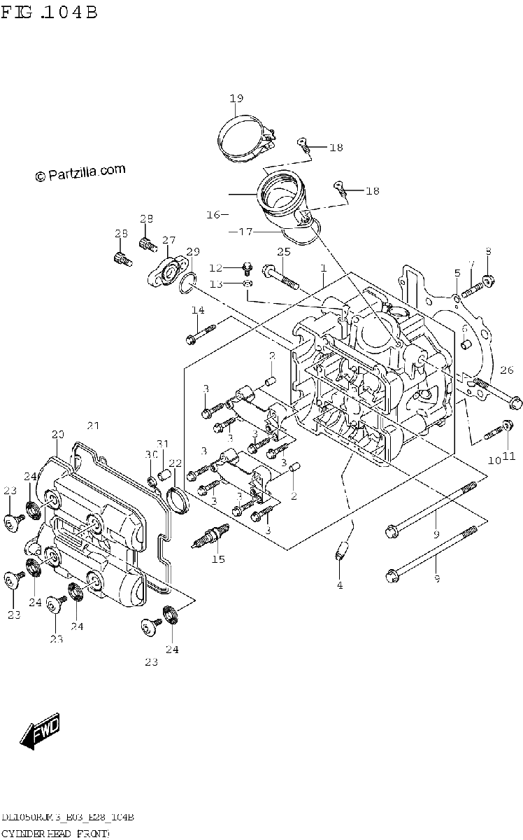 Diagrama de CYLINDER HEAD FRONT DL1050RR