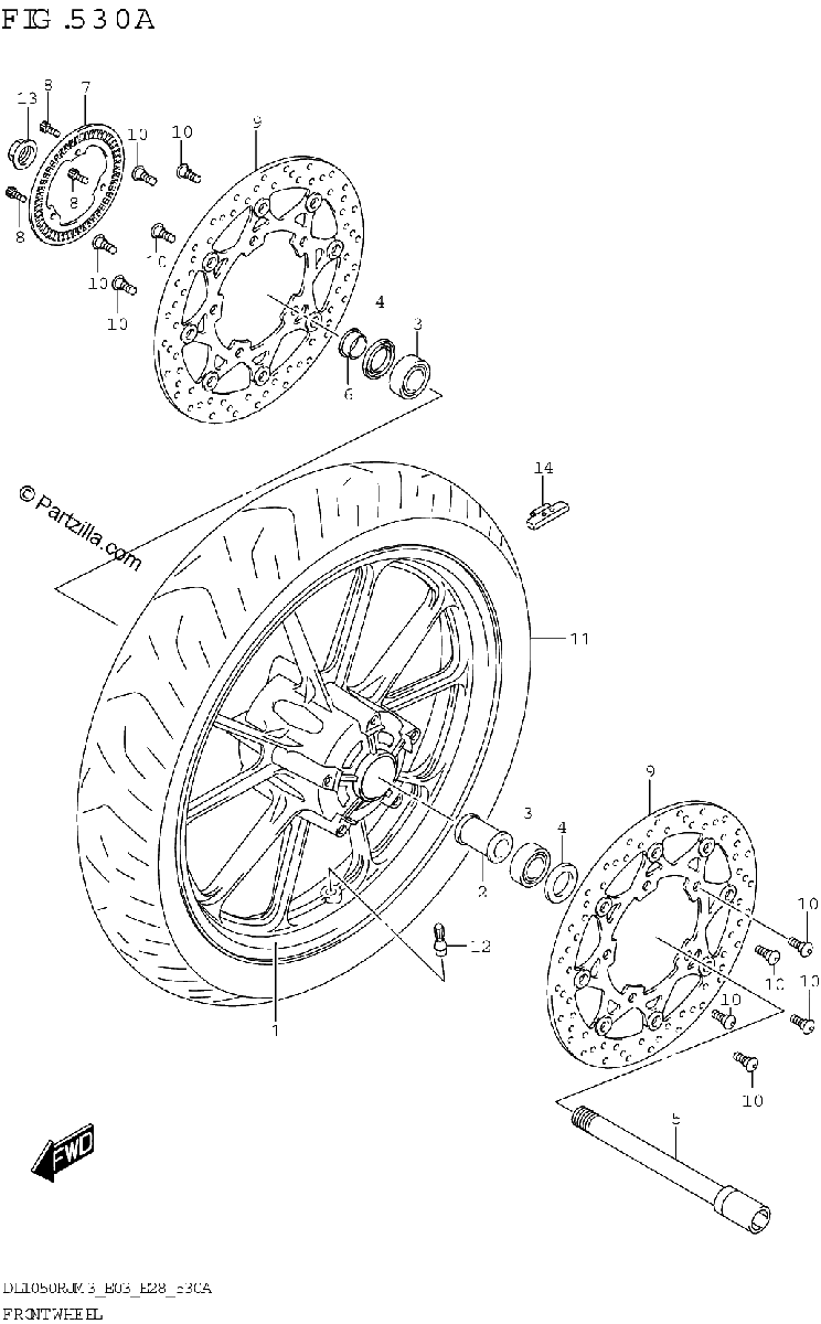 Diagrama de FRONT WHEEL DL1050RR