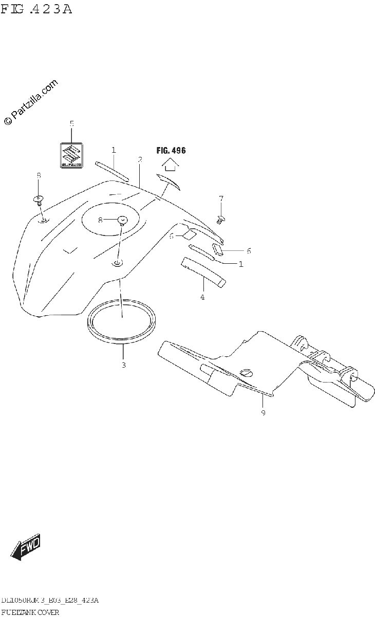 Diagrama de FUEL TANK COVER DL1050RR