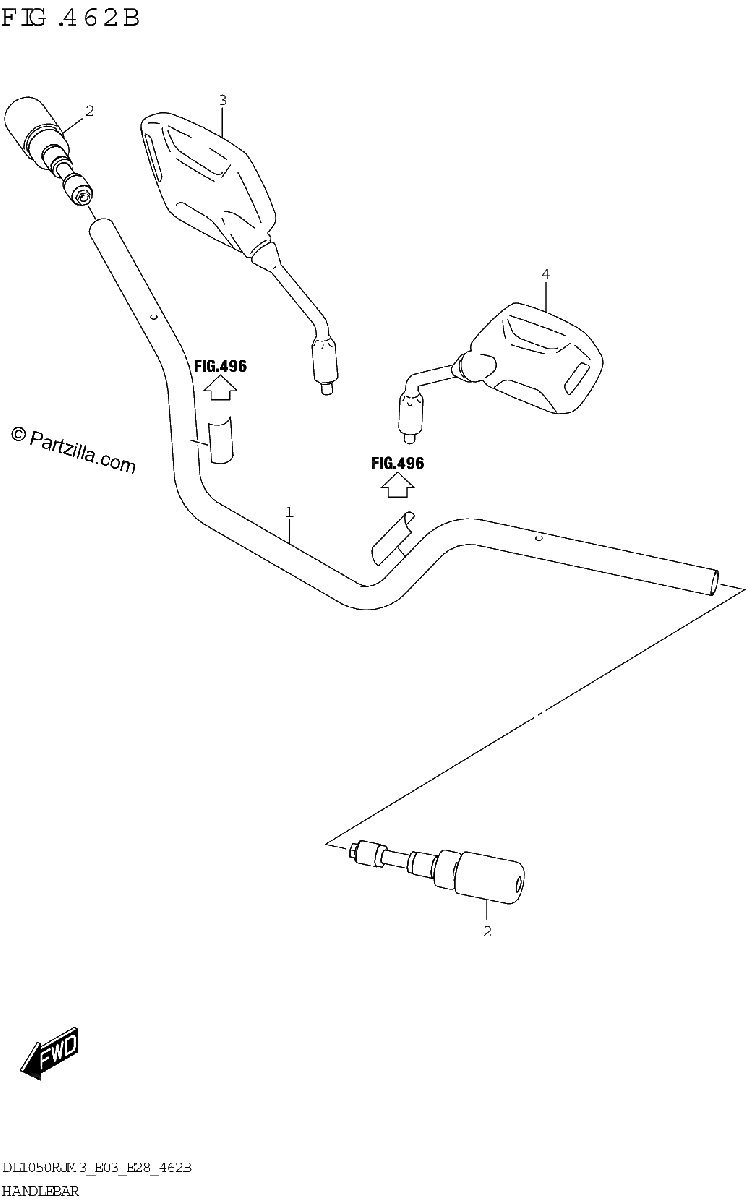 Diagrama de HANDLEBAR DL1050RR