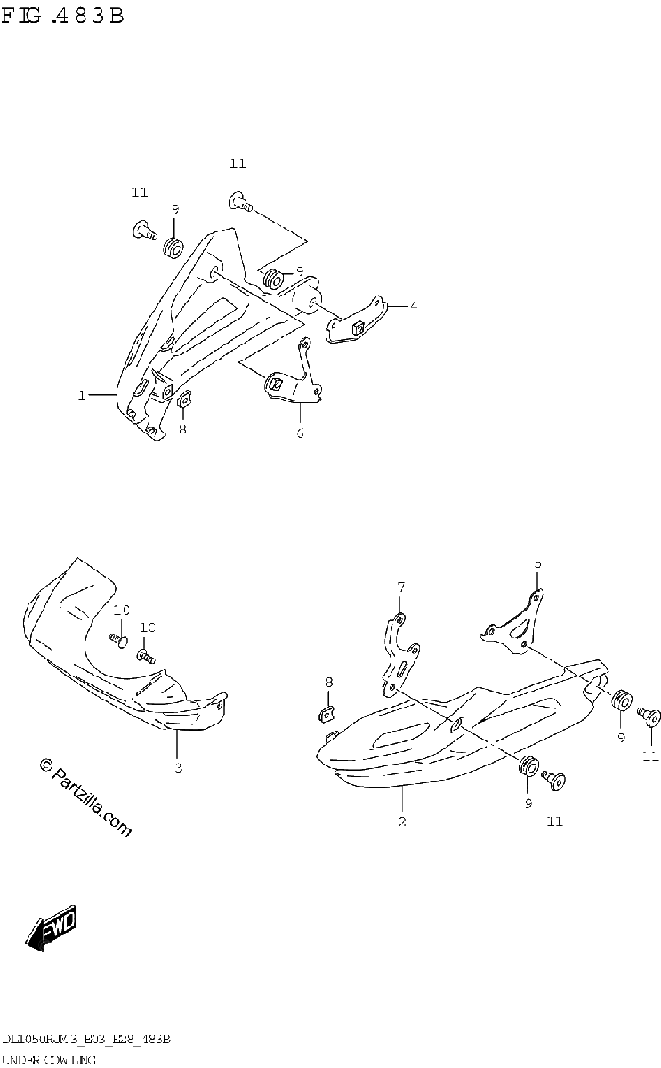 Diagrama de UNDER COWLING DL1050RR