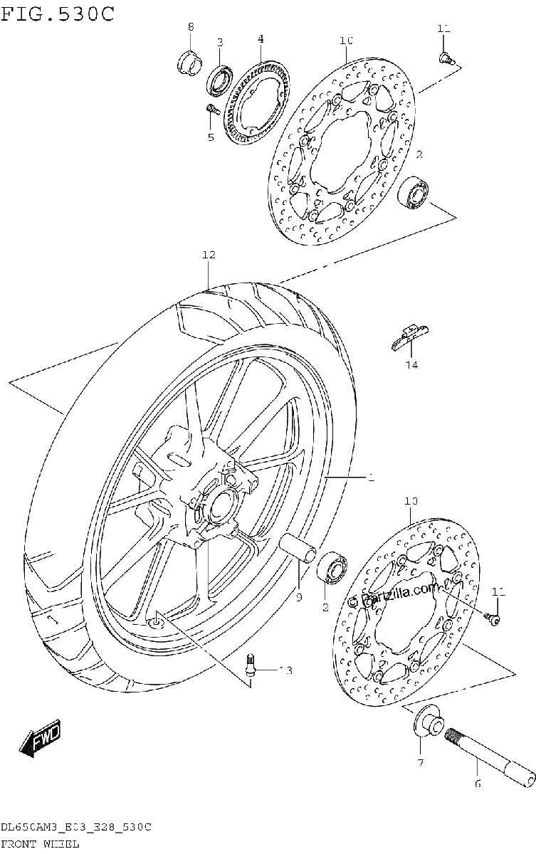 Diagrama de FRONT WHEEL DL650AM3E33