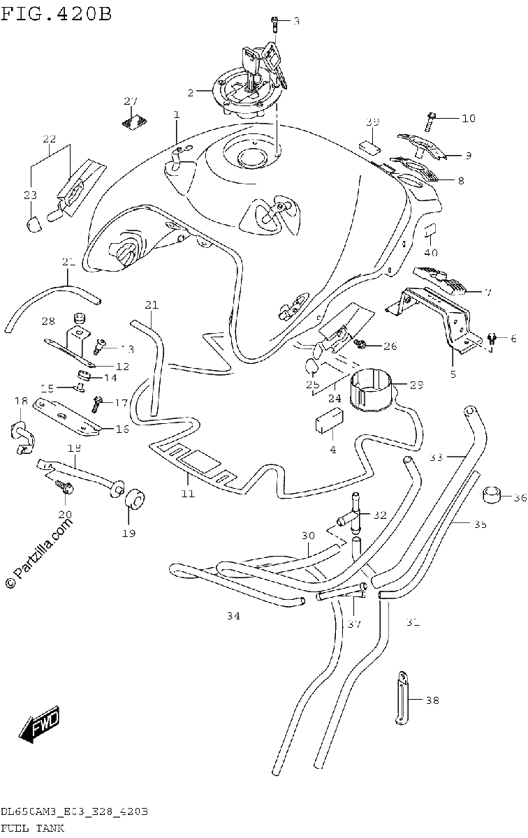 Diagrama de FUEL TANK DL650AM3E28