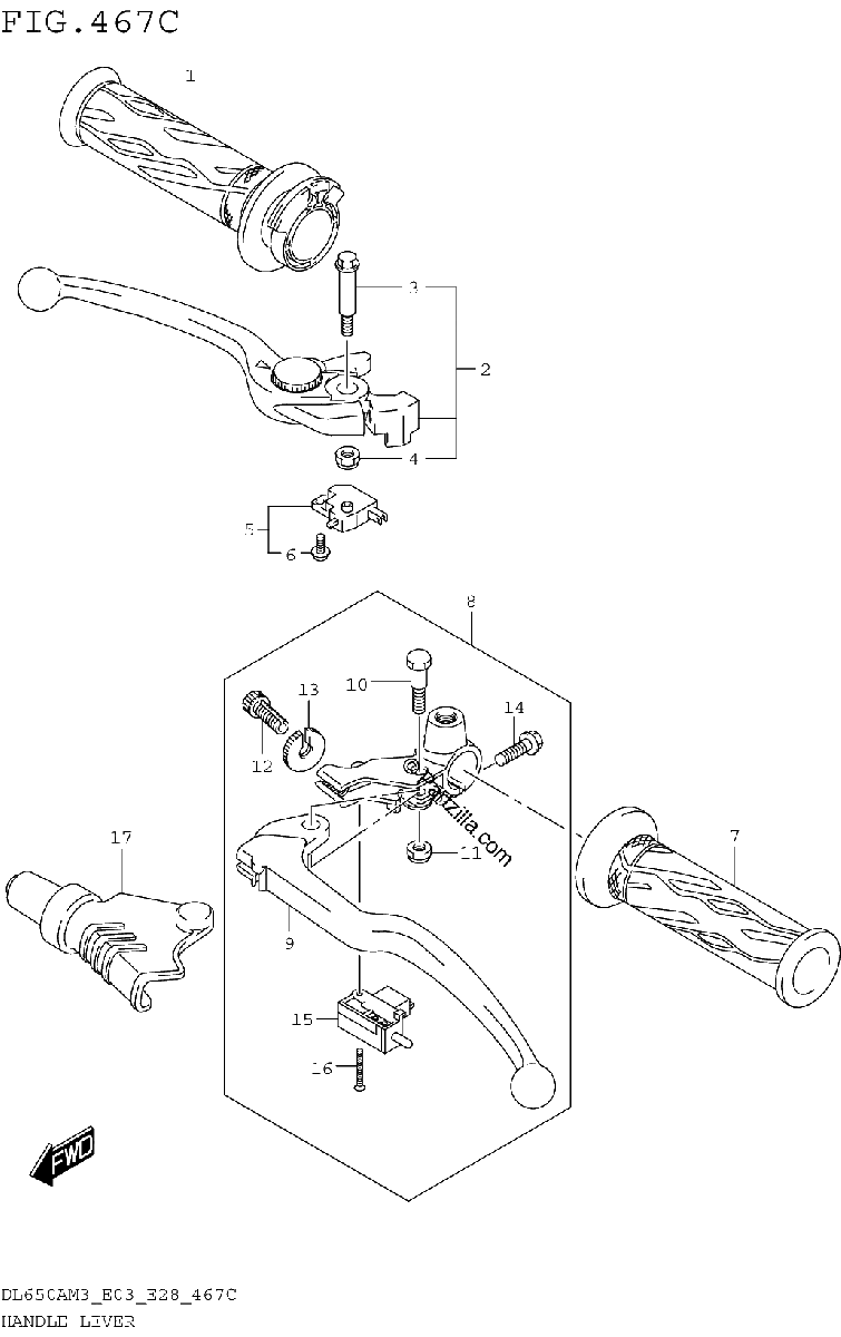 Diagrama de HANDLE LEVER DL650AM3E33
