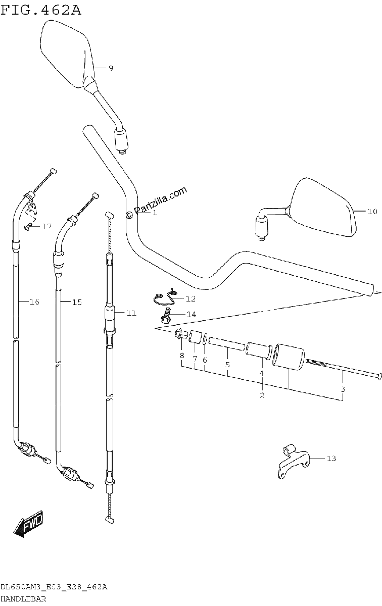 Diagrama de HANDLEBAR DL650AM3E03