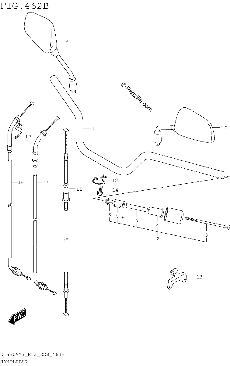 Diagrama de HANDLEBAR DL650AM3E28