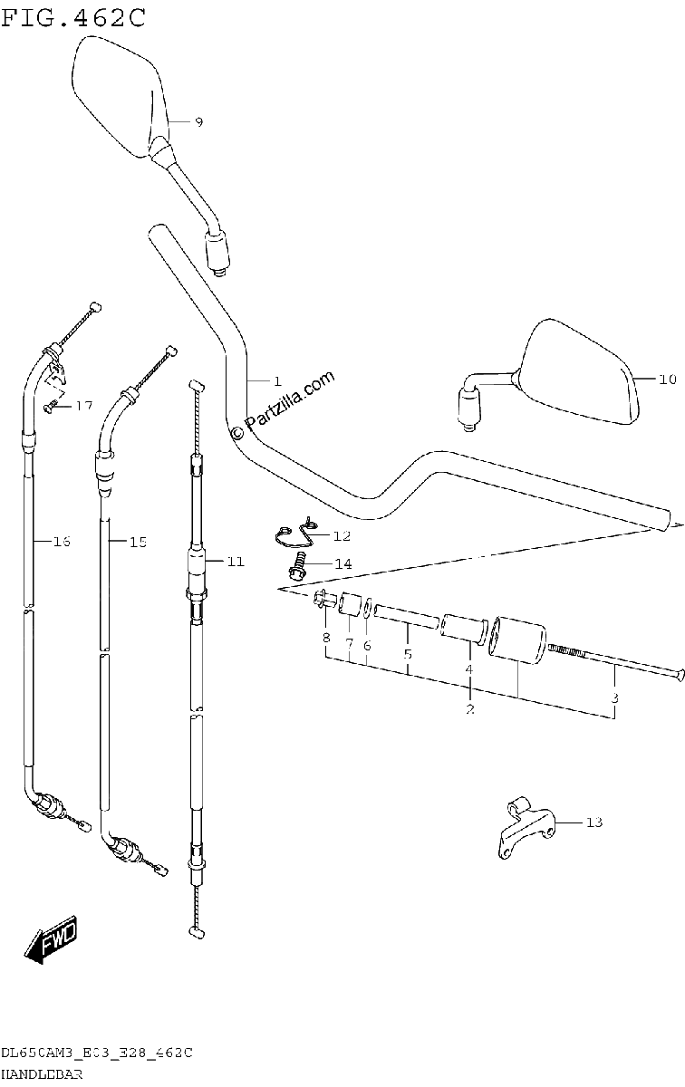 Diagrama de HANDLEBAR DL650AM3E33