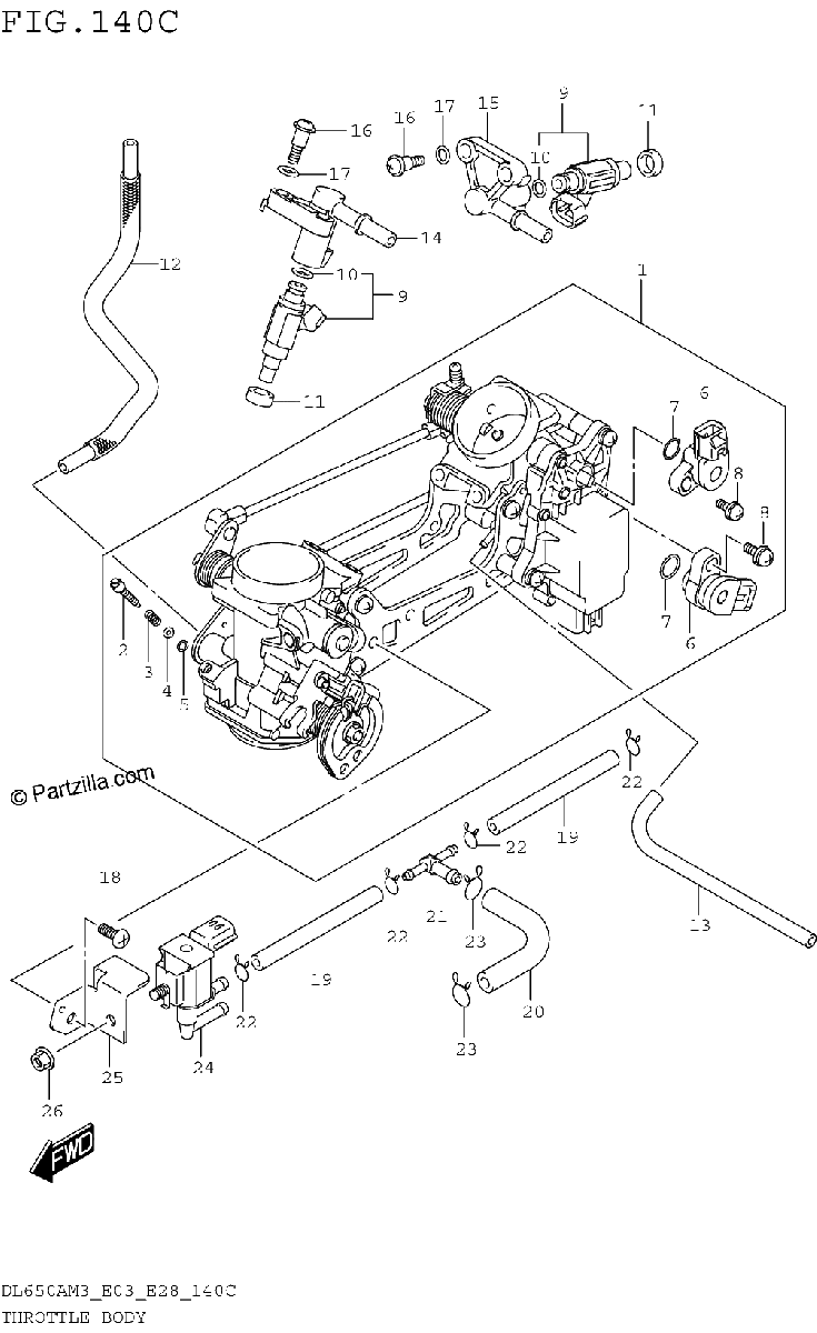 Diagrama de THROTTLE BODY DL650AM3E33