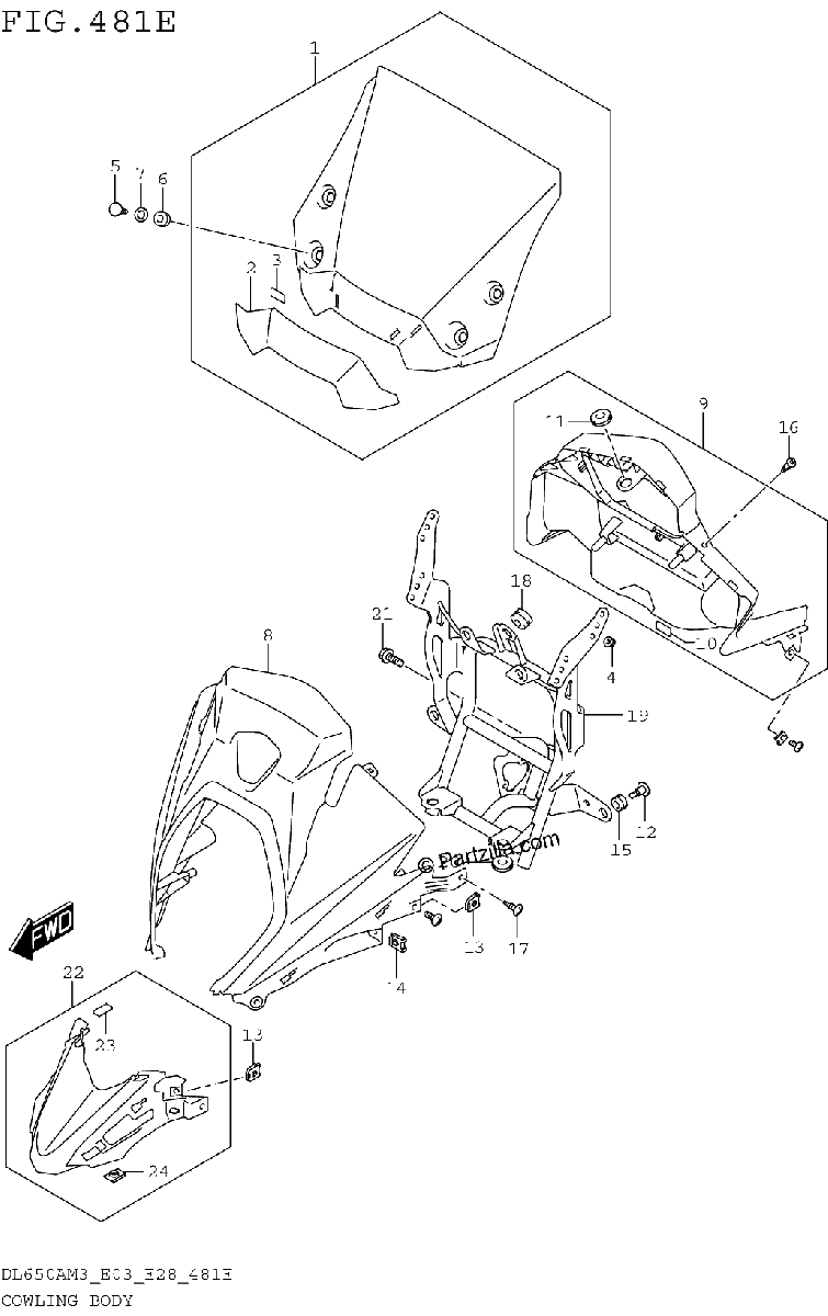 Diagrama de COWLING BODY DL650XAM3E28