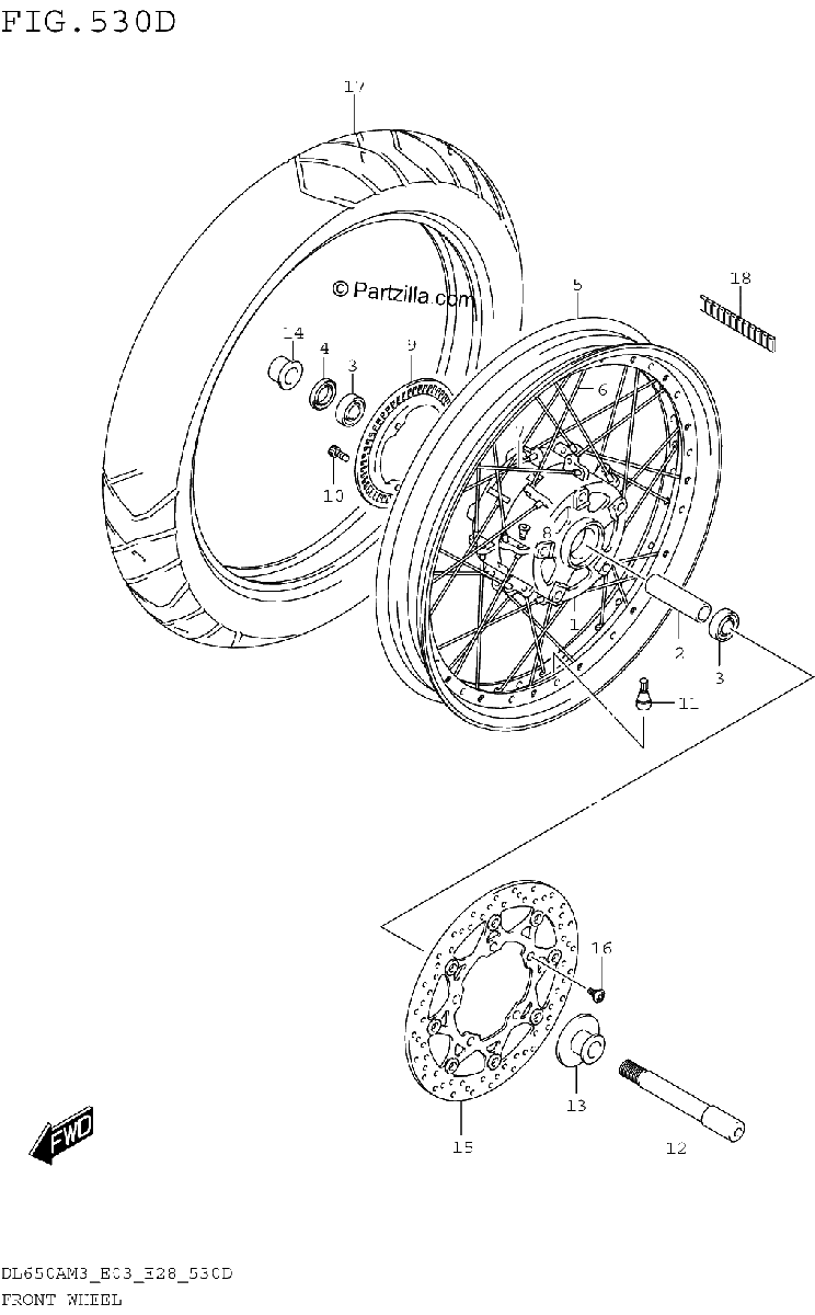 Diagrama de FRONT WHEEL DL650XAM3E03