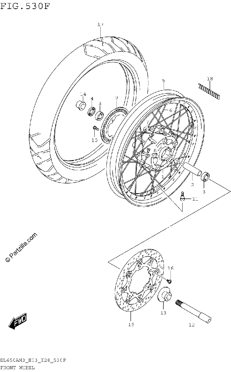 Diagrama de FRONT WHEEL DL650XAM3E33