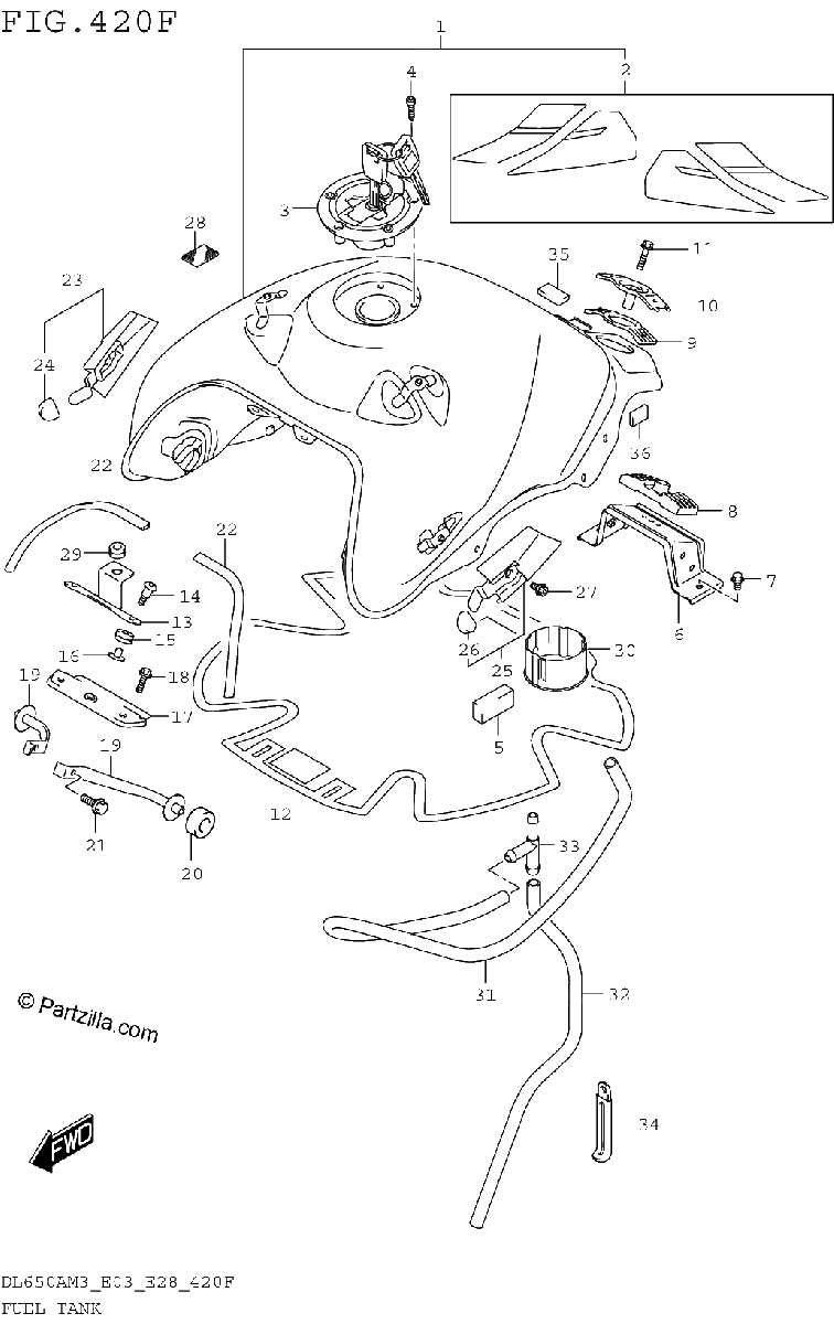 Diagrama de FUEL TANK DL650XAM3E33