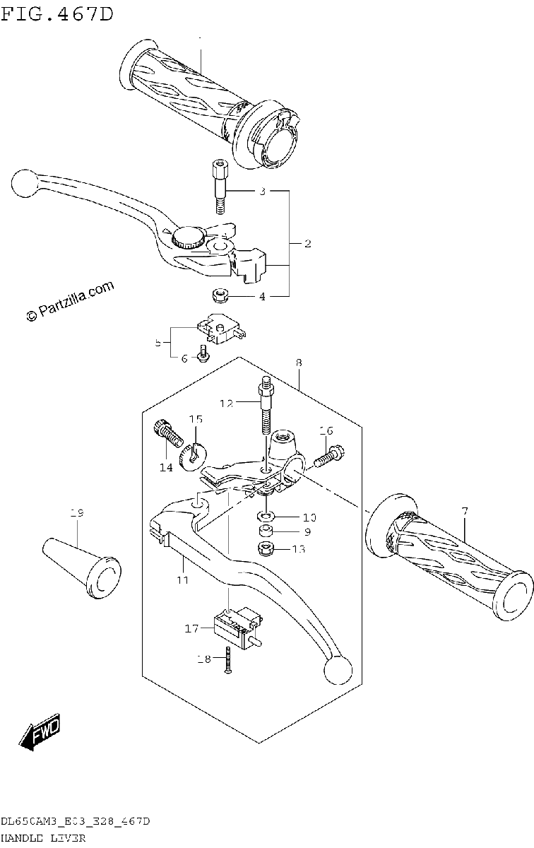 Diagrama de HANDLE LEVER DL650XAM3E03