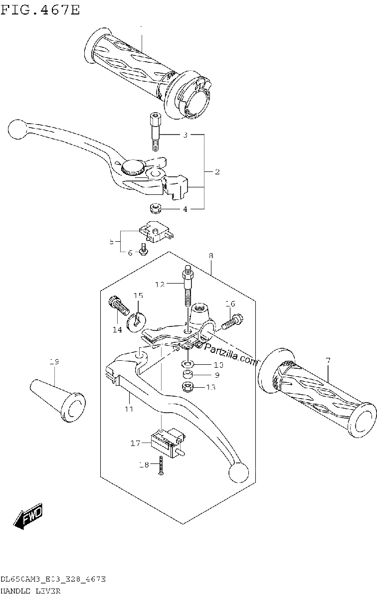 Diagrama de HANDLE LEVER DL650XAM3E28
