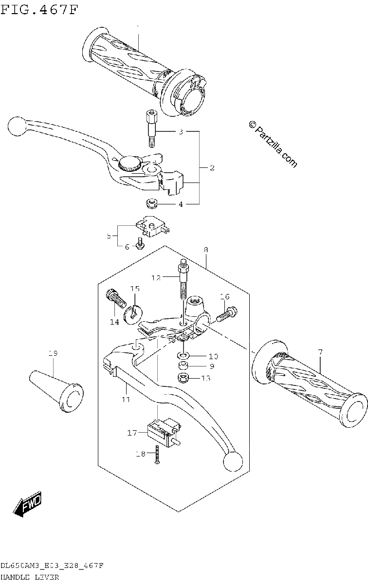 Diagrama de HANDLE LEVER DL650XAM3E33