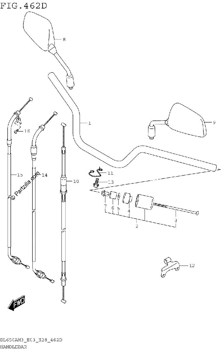 Diagrama de HANDLEBAR DL650XAM3E03