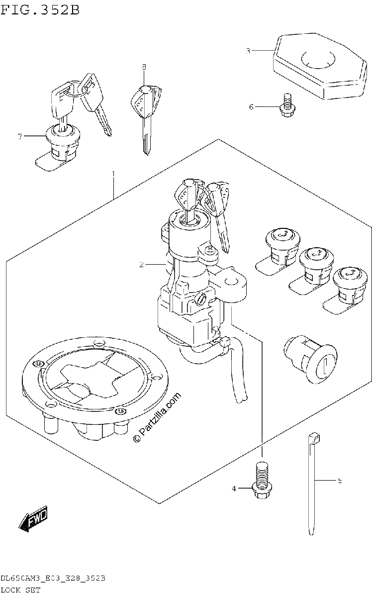 Diagrama de LOCK SET FOR TOP CASE SIDE CASE