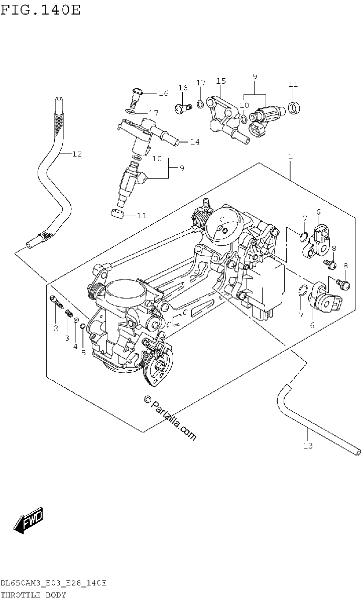 Diagrama de THROTTLE BODY DL650XAM3E28