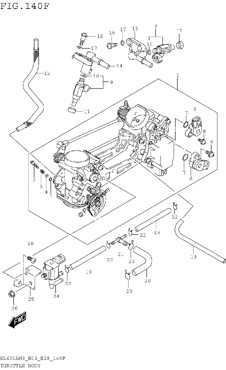 Diagrama de THROTTLE BODY DL650XAM3E33