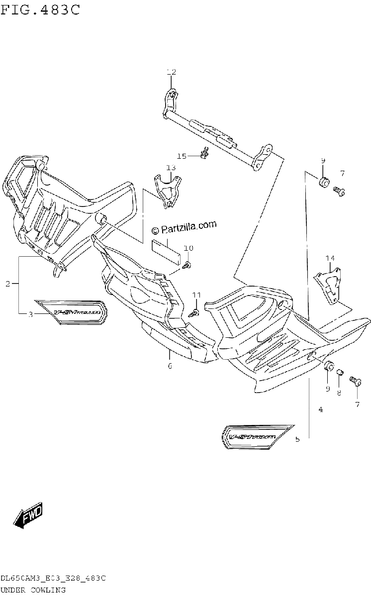 Diagrama de UNDER COWLING DL650XAM3E33
