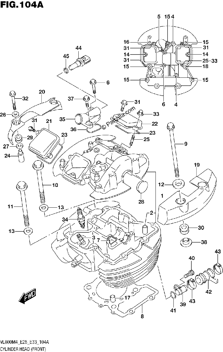 Diagrama de CYLINDER HEAD FRONT