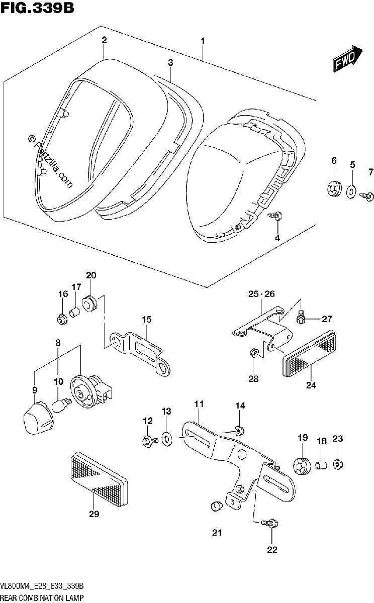 Diagrama de REAR COMBINATION LAMP E28