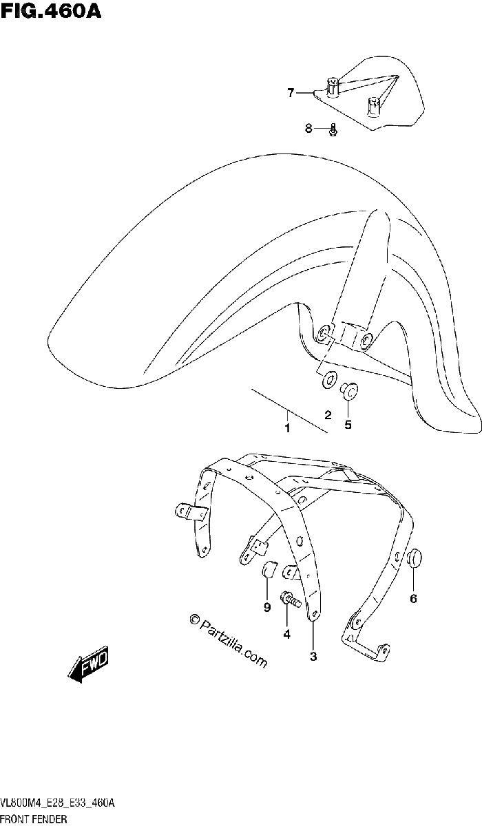 Diagrama de FRONT FENDER VL800T