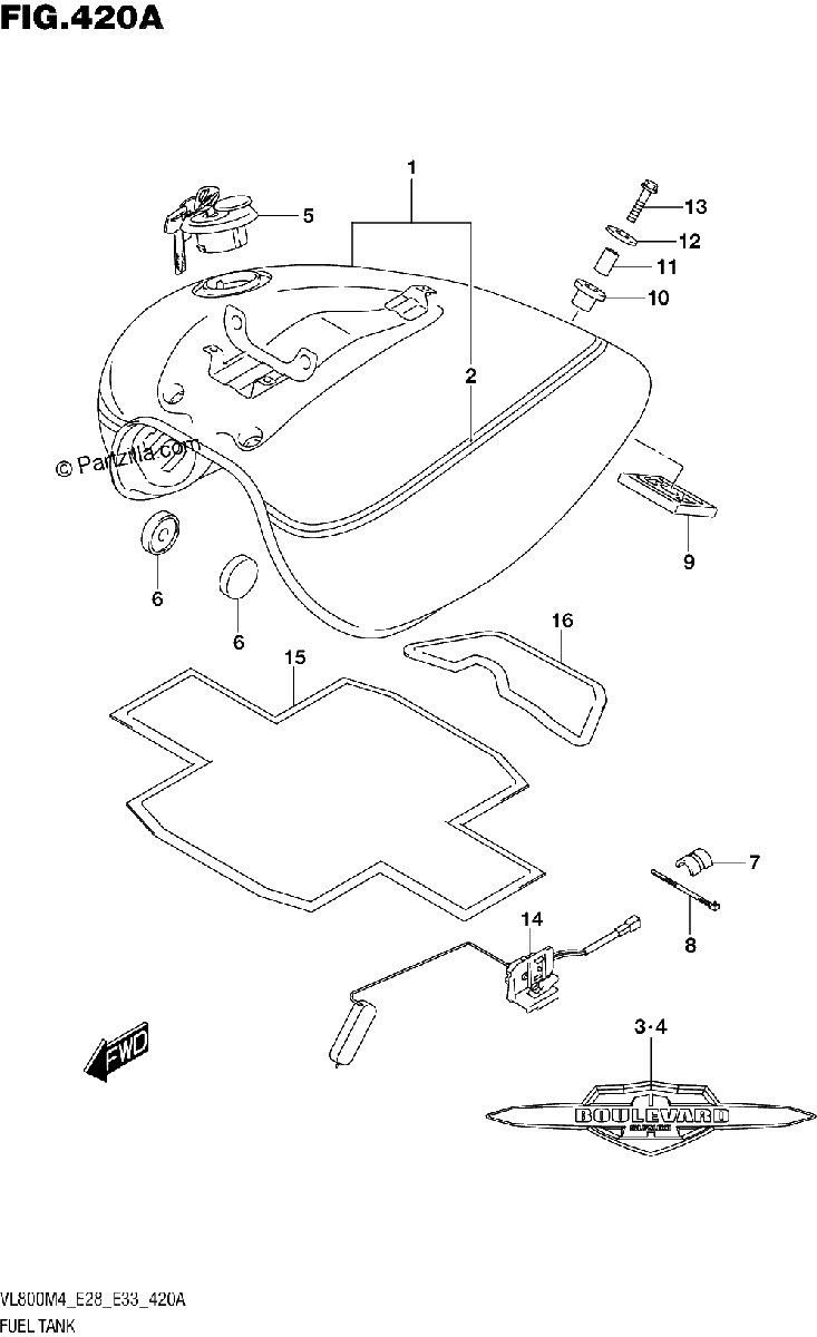 Diagrama de FUEL TANK VL800T