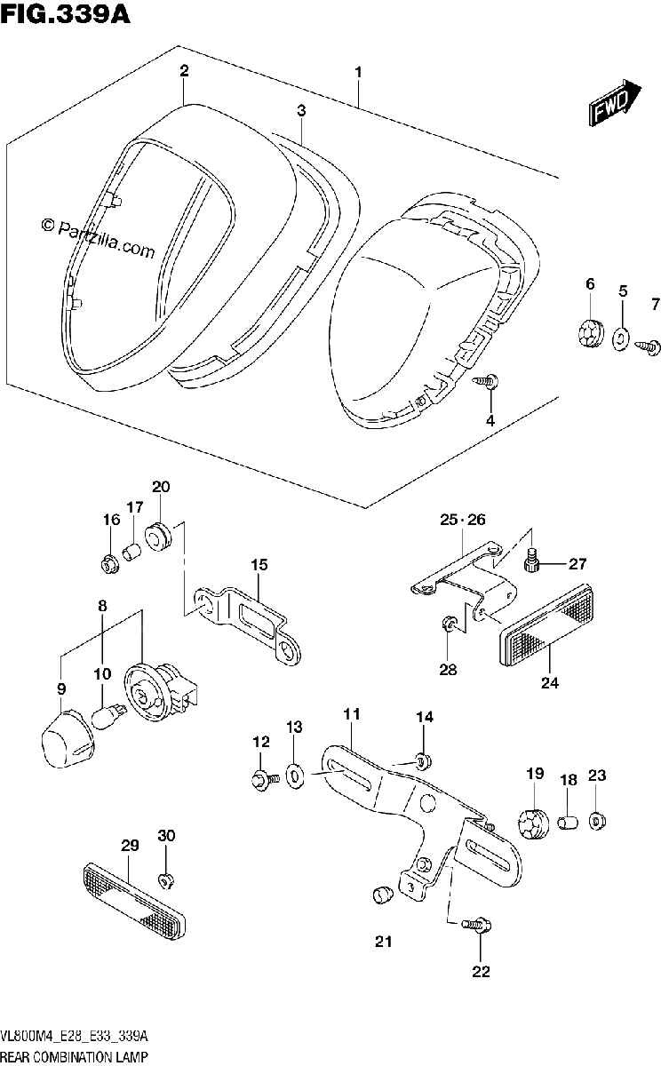 Diagrama de REAR COMBINATION LAMP E33