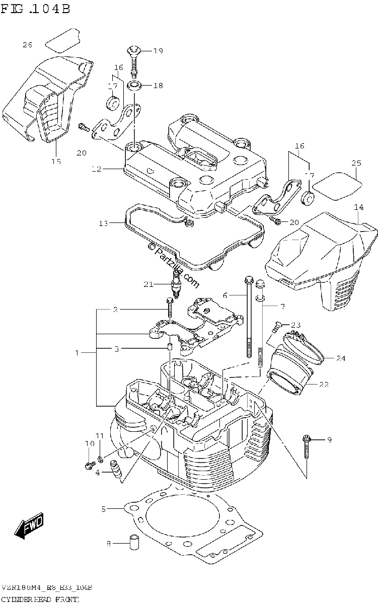 Diagrama de CYLINDER HEAD FRONT VZR1800BZ