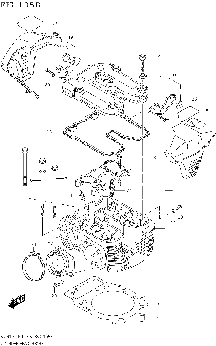 Diagrama de CYLINDER HEAD REAR VZR1800BZ