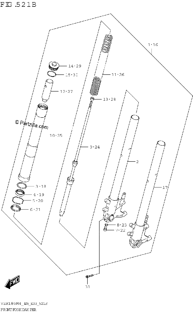 Diagrama de FRONT FORK DAMPER
