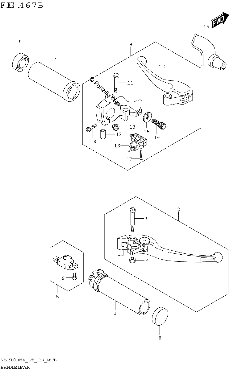 Diagrama de HANDLE LEVER VZR1800BZ