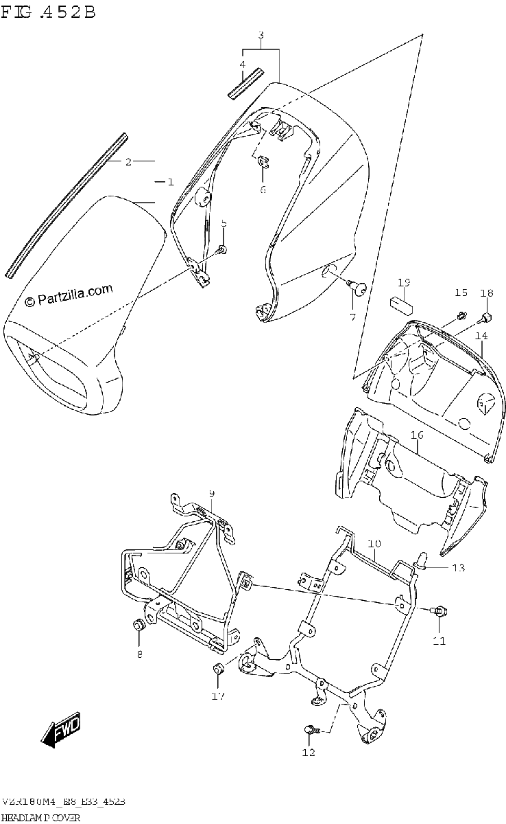 Diagrama de HEADLAMP COVER VZR1800BZ AV4
