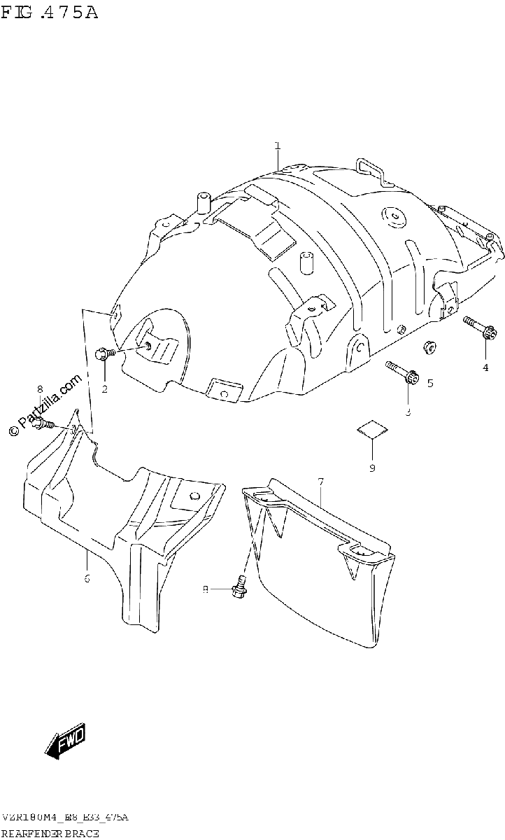 Diagrama de REAR FENDER BRACE